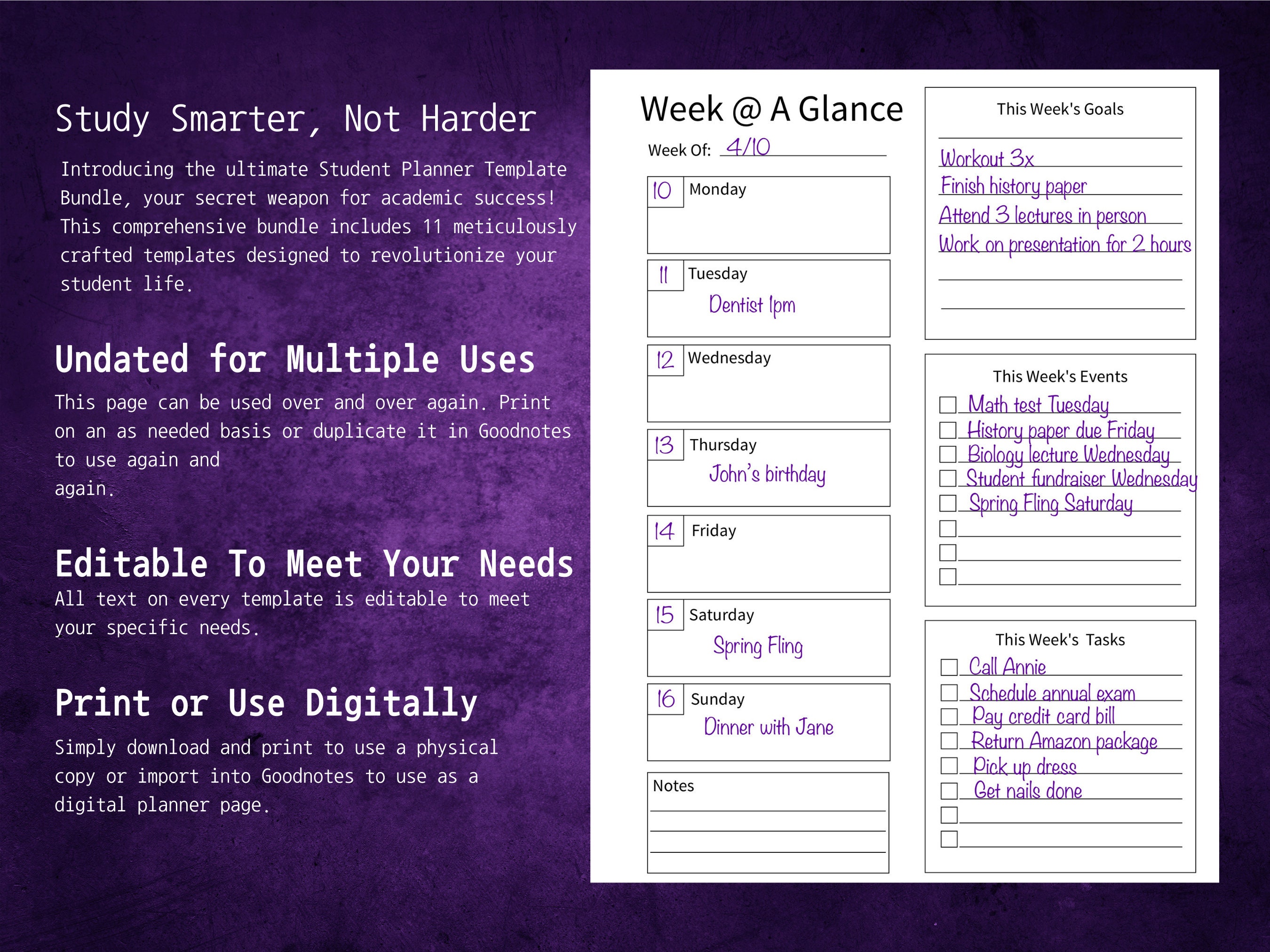 Printable Student Planner, High School Planner, Middle School Planner ...