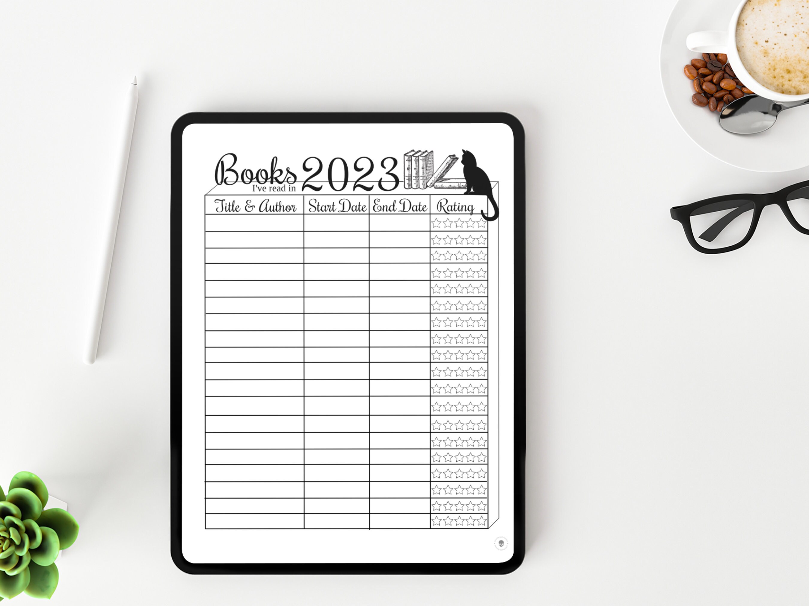 Printable book log template for bookworms black cat book log digital