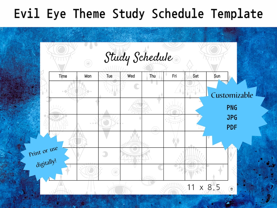 Printable Study Schedule Template Customizable Weekly Study Planner ...