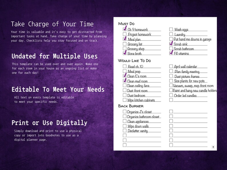 Brain dump to do list template adhd to do list template digital