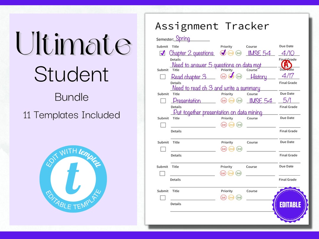 Printable Student Planner, High School Planner, Middle School Planner