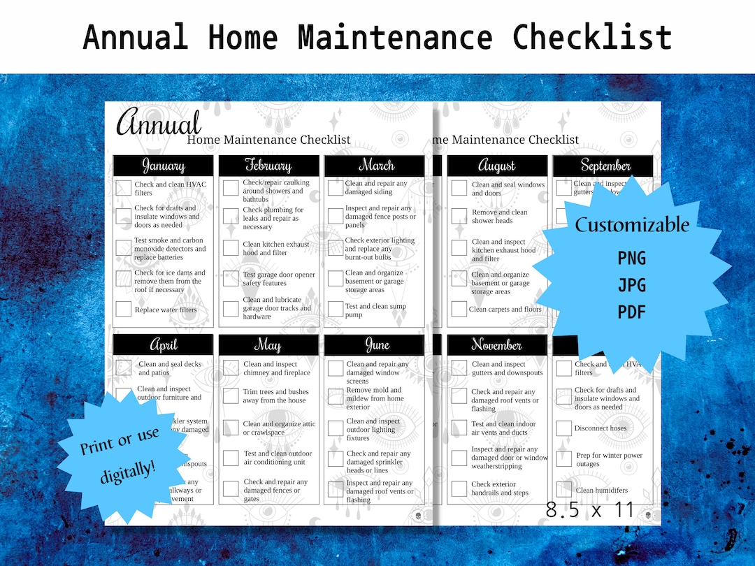 Home Maintenance Checklist Home Maintenance Printable Home Maintenance ...