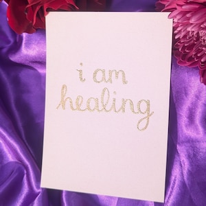 Ich bin Heilung, handgemachte Heilung Affirmation Karte, spirituelles Geschenk, Altar Karte, Heilkunst, mit Rahanni Celestial Healing