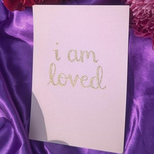Ich bin geliebt, handgemachte Heilung Affirmationskarte, spirituelles Geschenk, Altar Karte, heilende Kunst, Verkörperung Karte, mit Rahanni Celestial Healing