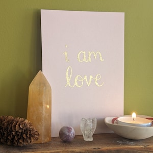 Ich bin Liebe, Heilung Affirmationskarte, spirituelles Geschenk, Altar Karte, heilende Kunst, Verkörperung Karte, infundiert mit Rahanni Celestial Healing