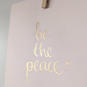 Tarjeta tamaño A4 "Sé la paz", hecha a mano con sanación celestial Rahanni, decoración de salas de sanación, arte de sanación, establecimiento de intenciones, oración, meditación