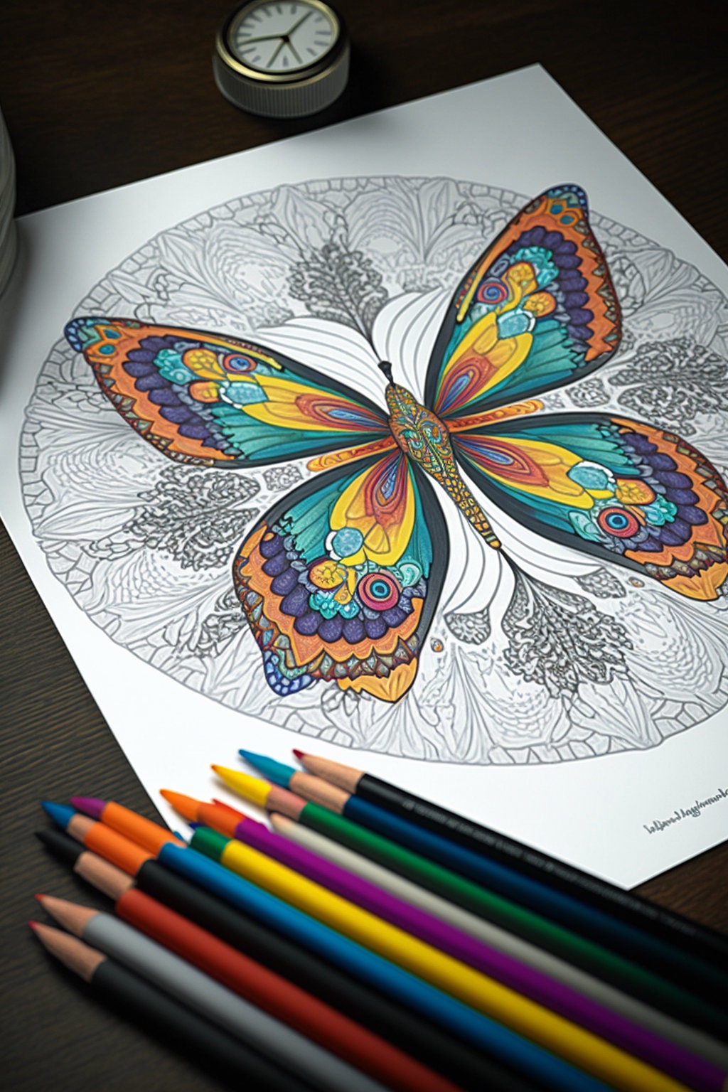 Adult Colouring Book Mandala Butterflies 50 Digital Coloring Pages ...