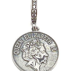 Queen Elizabeth Ii Coin Money Memorial Royal Gift Charm 925 Sterling Silver for bracelet