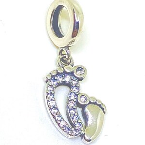 Mum and Baby Feet Charm 925 Sterling Silver Gift & Pouch Parent Mummy for bracelet