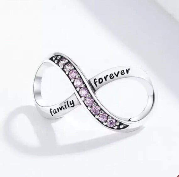 Pink Family Forever Infinity Charm Genuine 925 St… - image 1