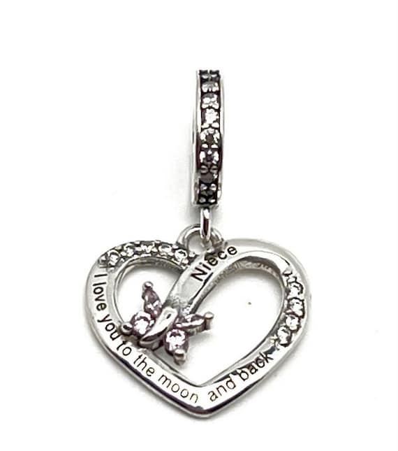 Ciondolo A Forma Di Cuore Per Mamma E Papà In Autentico Argento Sterling 925, Ti Amo Fino Alla Luna E Ritorno, Braccialetti In Stile Europeo In Argento Sterling 925 - Italia - Foto 6