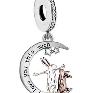 Królik Zając Kocham Cię Tak Bardzo Mamo Mummy Charm Prawdziwe 925 Srebro Sterlingowe na bransoletkę