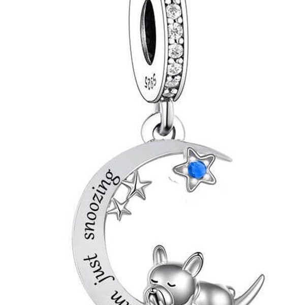 Snoozing French Bulldog Frenchie Dog Charm 925 Sterling Silver Gift