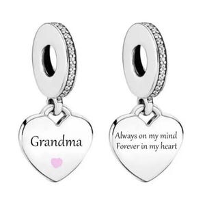 Grandma memorial charm always forever in my heart  genuine 925 sterling silver