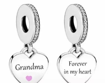 Grandma Memorial Charm Forever In My Heart 925 sterlingzilver voor armband