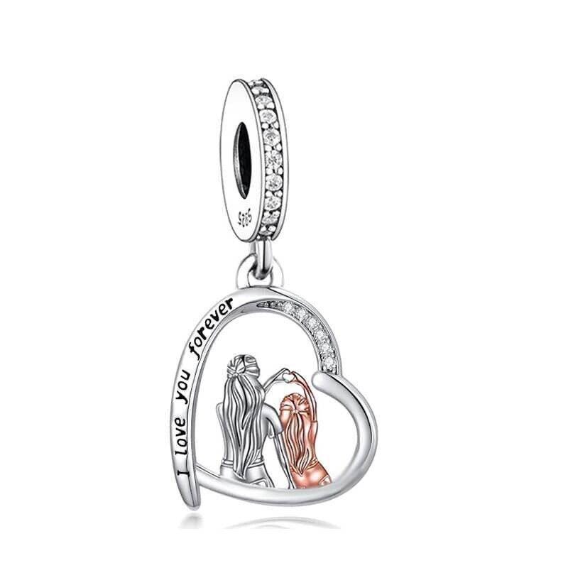 I Love You Forever Charm Anhänger Mum Tochter Tante Nichte 925 Sterling Silber für Armband