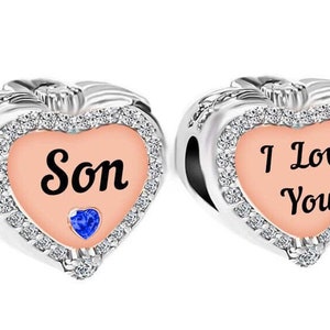 Srebro próby 925 Syn I Love You Heart Bead Charm i woreczek prezentowy na bransoletkę