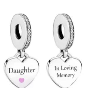 Daughter Memorial Charm In Loving Memory Genuine 925 Sterling Silver Gift for bracelet