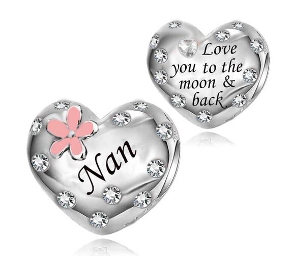 thumbnail image 2 of I Love You To The Moon And Back Heart Charm For Bracelet, S925 Sterlin – Family Charms 2 of 9