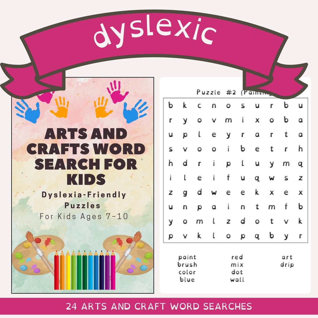 Arts and Craft Word Search for Kids – Printable Dance Puzzles– Dyslexia
