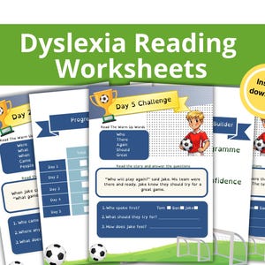 Dyslexia Reading Worksheets Age 7-9 | Football Theme Literacy Activities (Digital Download)