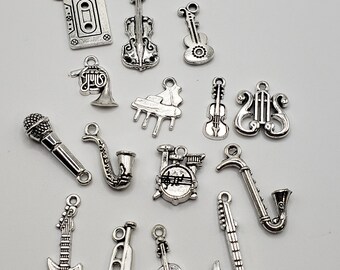 Music instruments charm set of 15