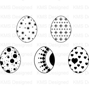 Egg SVG, Easter Egg SVG, Heart, Stars, Circles, Modern Egg, Spring, Digital
