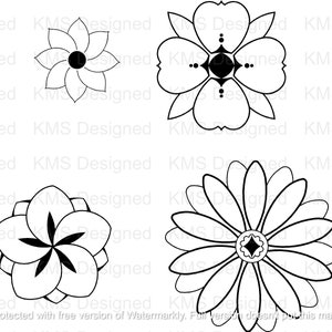 Flower SVG, Spring SVG, Geometric flowers, Modern, Spring, Digital