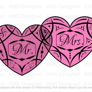 Connected hearts SVG, Hearts with Mr and Mrs, Scrollwork, Layered SVG, Hearts SVG