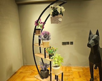 Estantes de flores de metal, regalo del Día de las Madres, soporte de plantas múltiples, soporte de plantas de madera, estantes de plantas, soporte de plantas escalonadas, soporte de plantas único,