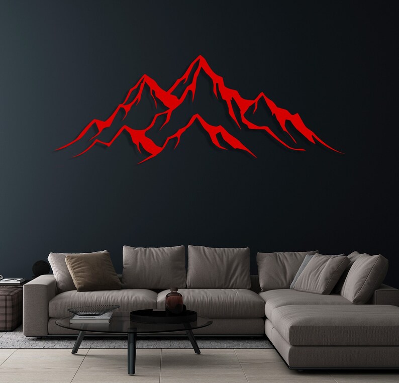 Simple Mountain Metal Wall Art Farmhouse Wall Decor Mountain Etsy