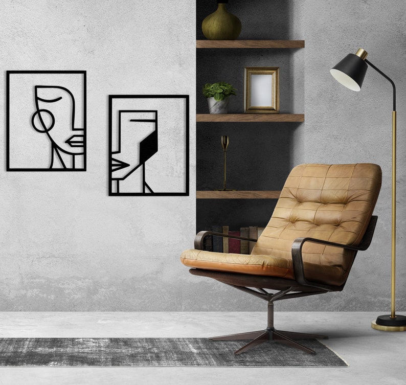 Geometric Faces Metal Wall Decor Face Metal Wall Art Woman Etsy