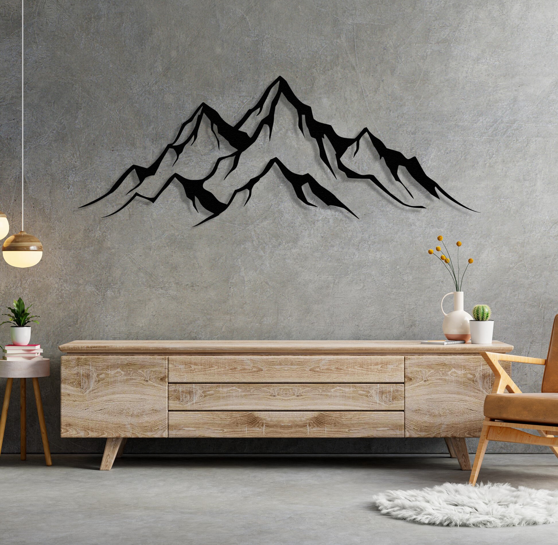 Simple Mountain Metal Wall Art Farmhouse Wall Decor Mountain Etsy