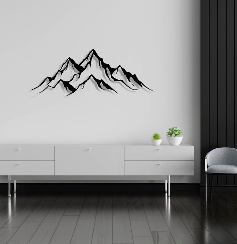 Simple Mountain Metal Wall Art Farmhouse Wall Decor Mountain Etsy