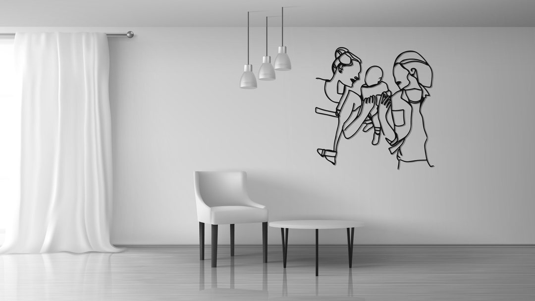 Lesbian Couple Metal Wall Art Love Fire Line Art Metal Etsy