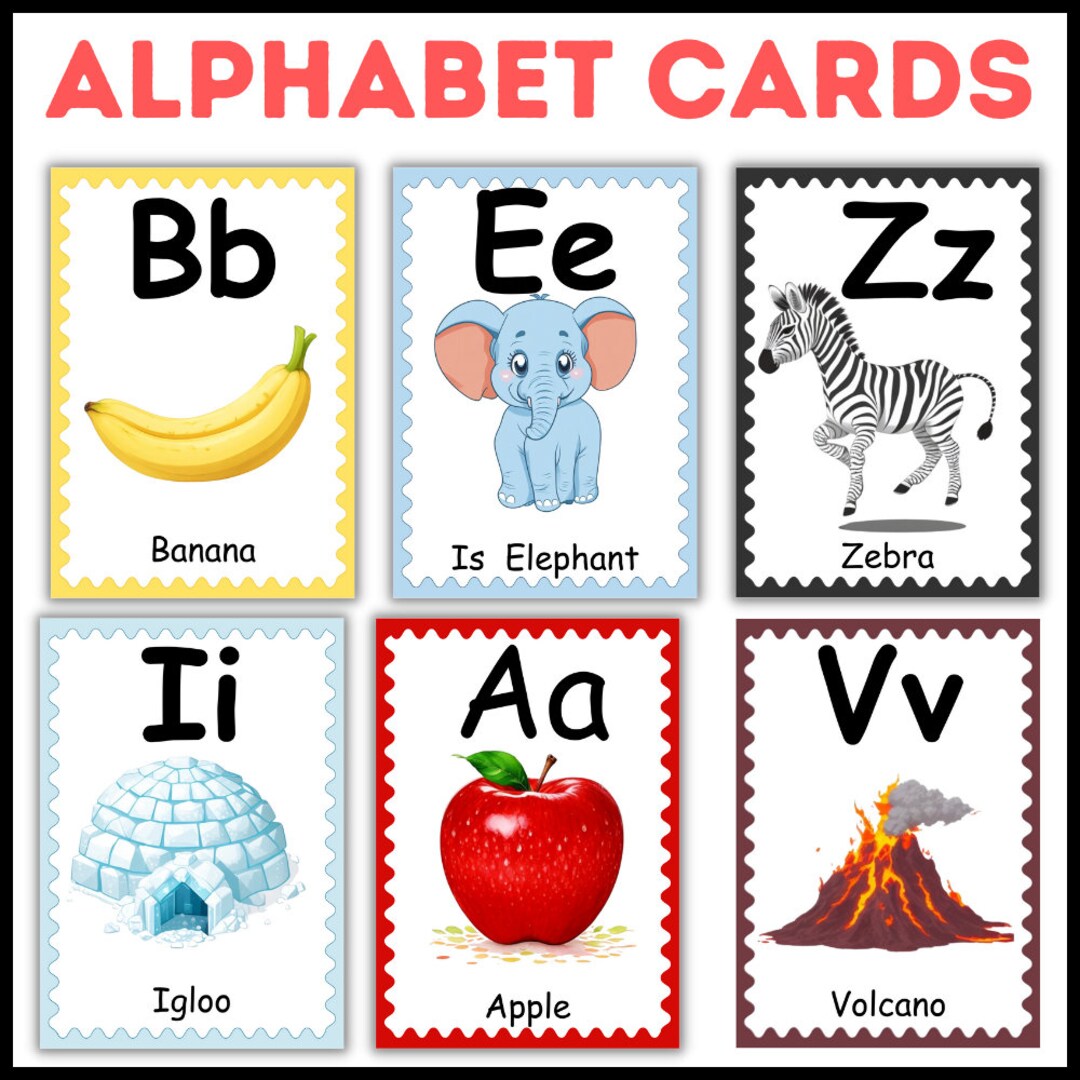 Montessori Alphabet Flashcards for Kids Printable Etsy