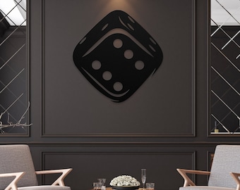 Metal Dice Wall Art, Gambling Sign, Casino Decor