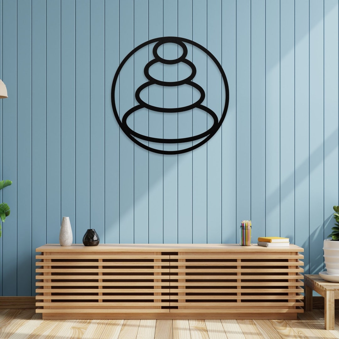 Zen Stone Metal Wall Art, Zen Metal Sign, Zen Garden Wall Art, Zen