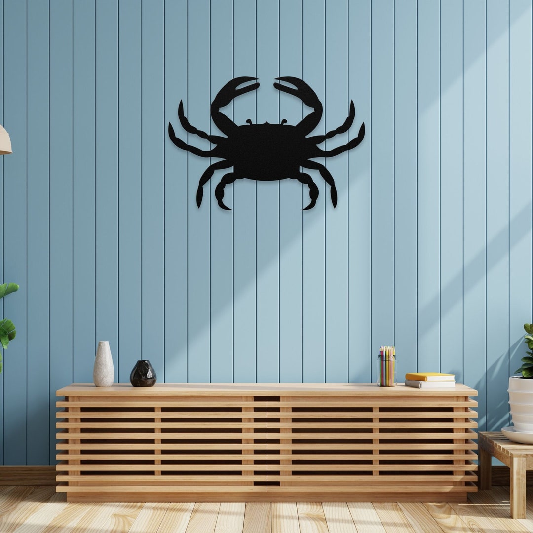 Metal Blue Crab Wall Art, Crab Metal Wall Art, Metal Crab Sign, Metal