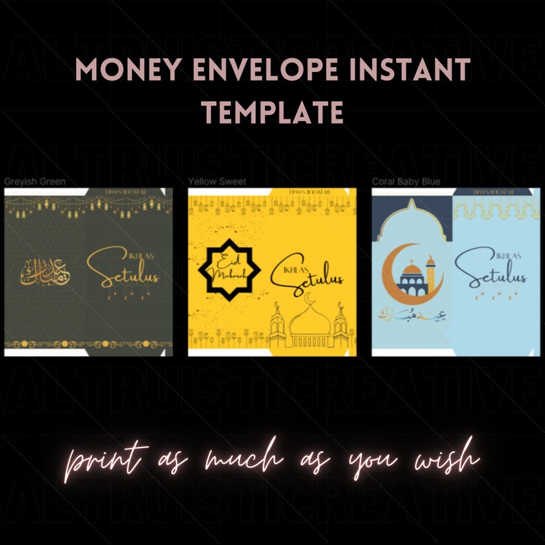 Printable Eid Gift Money Envelopes Template, Ramadan Mubarak Envelopes