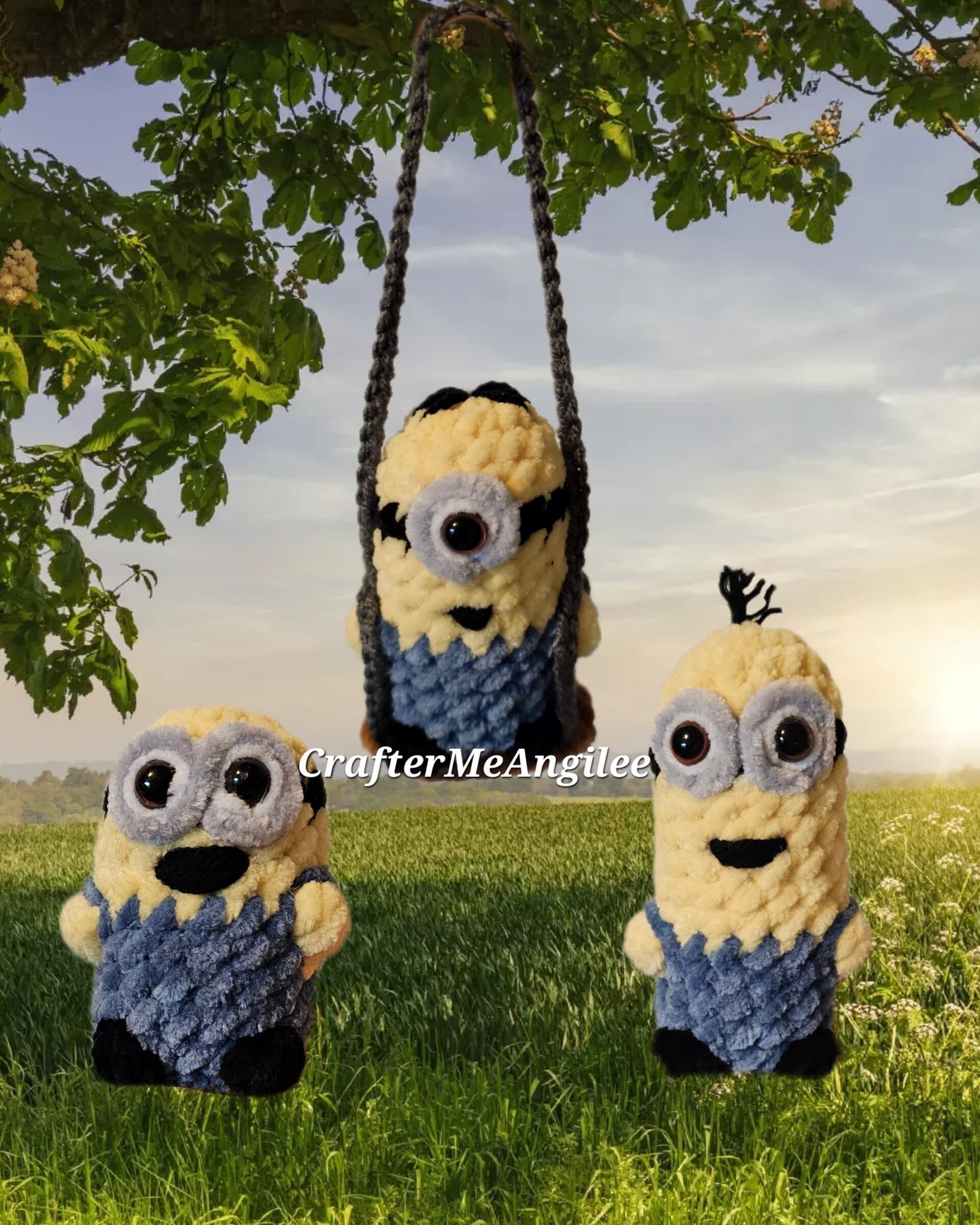 Rearview Mirror Swinging Minion / Sitting Minion Crochet Pattern