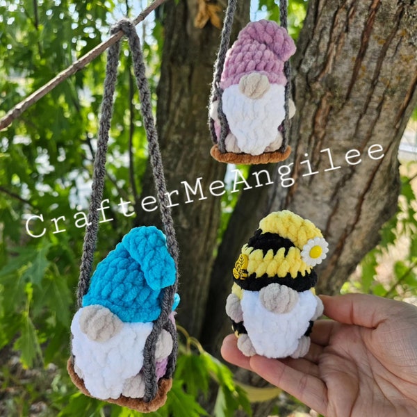 Rearview Mirror Swinging Gnome / sitting Gnomes Crochet Pattern