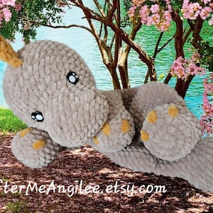 Crochet Dino Snuggie Lovey Pattern 17&quot; tall