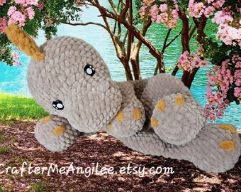 Crochet Dino Snuggie Lovey Pattern 17" tall