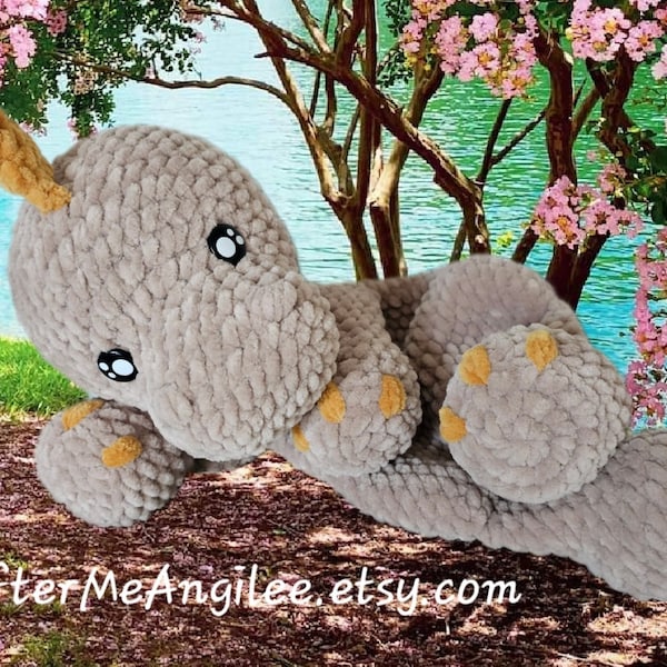 Crochet Dino Snuggie Lovey Pattern 17" tall