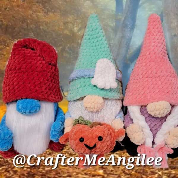 Crochet Gnome with pop-up hat pattern (Papa Smurf pattern is included)