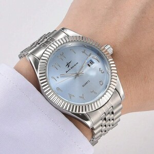 Arabic dial watch blue dial image 4