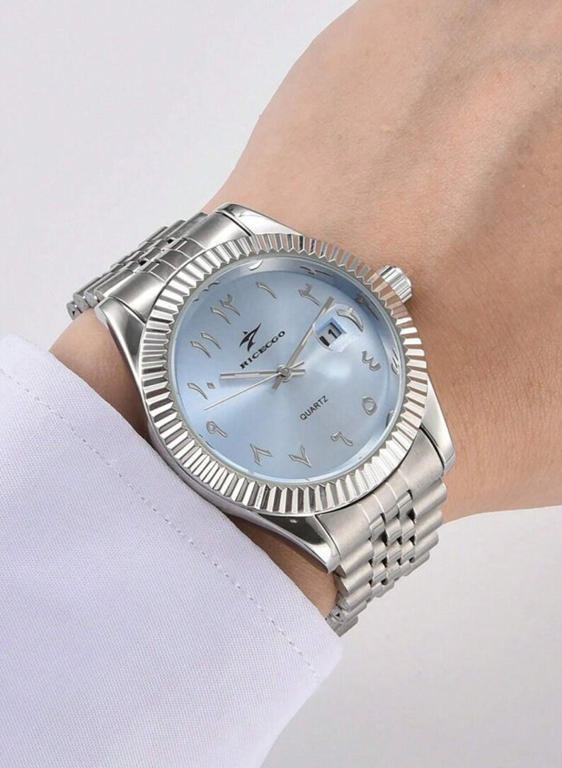 Arabic dial watch blue dial image 4