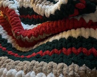 Christmas Chunky Hand Knit Blanket
