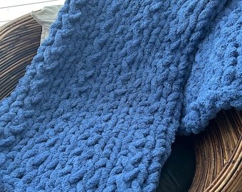Single Colour Hand Knit Blankets - Broken Herringbone Stitch, Multiple Colours Available